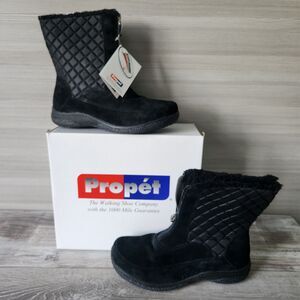 Propét WC217 Women's Alta Mid Zip Calf Boot Black Women's Size 11 2E NEW